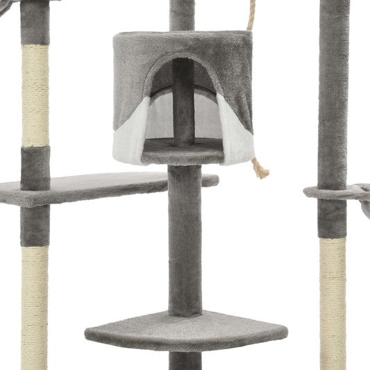 Árbol Rascador para Gatos 203 cm – Gris y Blanco