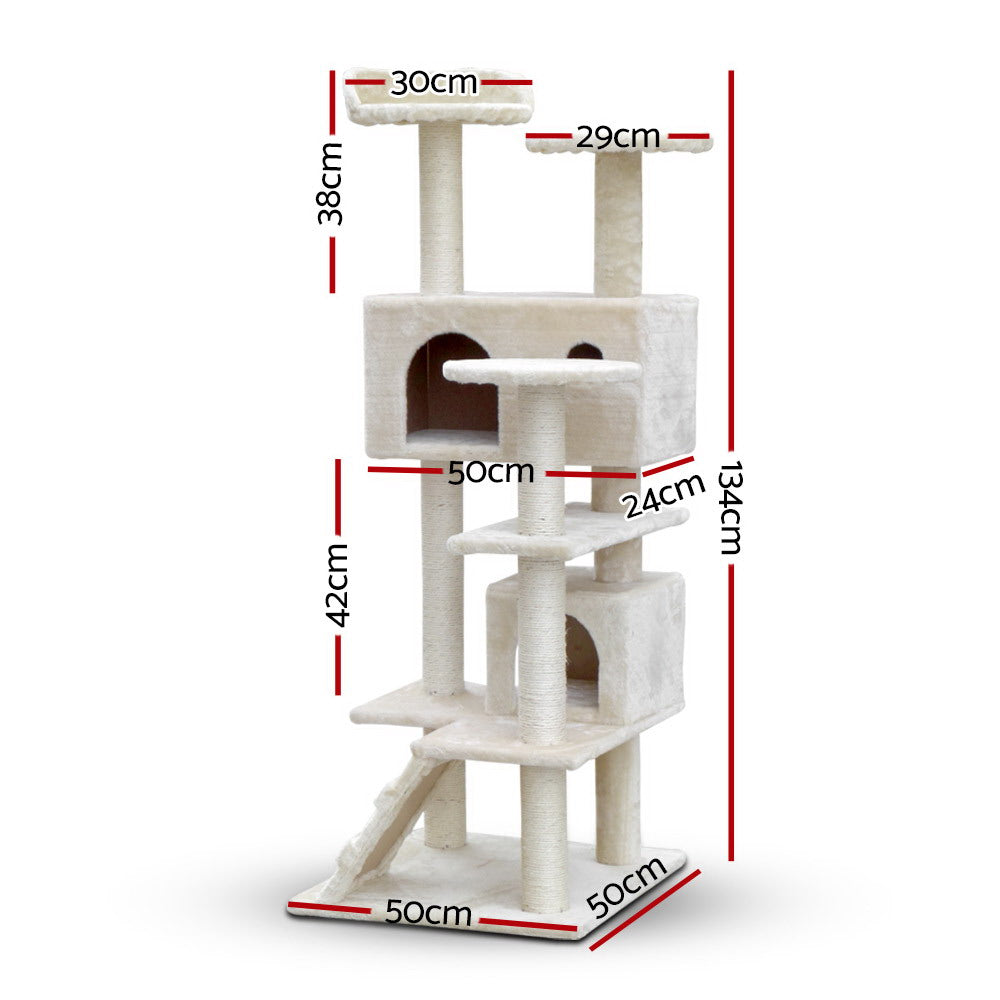 Árbol Rascador para Gatos 134 cm – Color Beige
