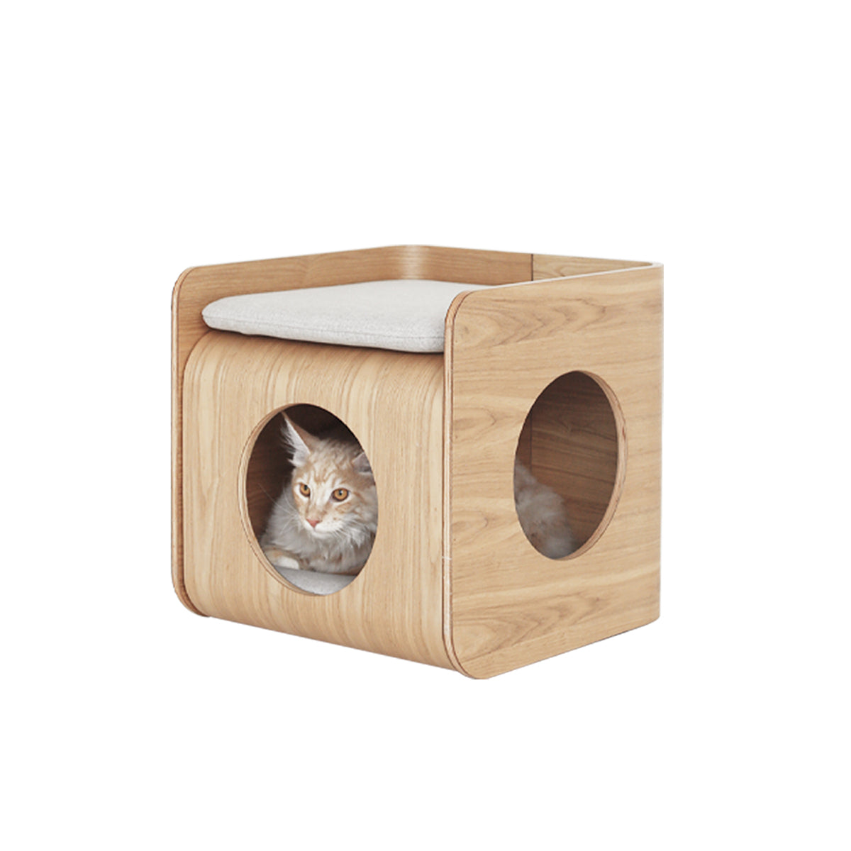 Casa Cama de Madera Natural para Gatos – Diseño Moderno y Funcional